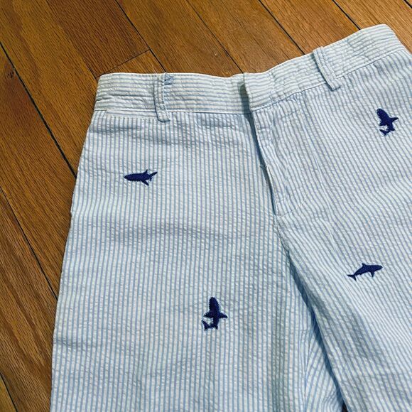 Preppy Seersucker Shorts by TF Laurence Size 5 Sharks Embroidered READ DESCRIPT - Picture 3 of 11